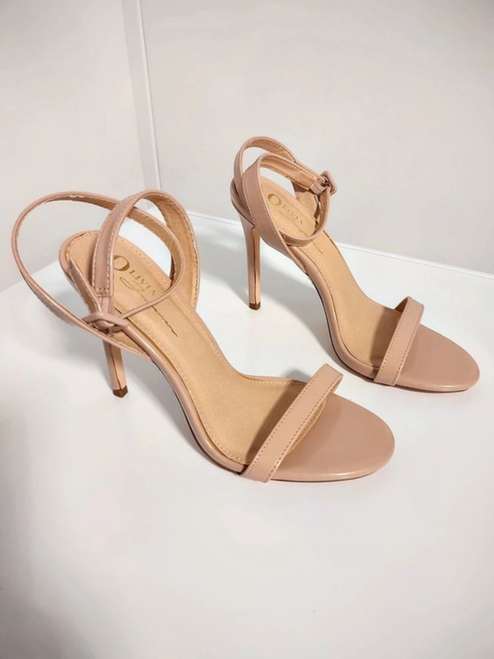 Olivia Fergeeaon Strappy Stiletto Heels in nude